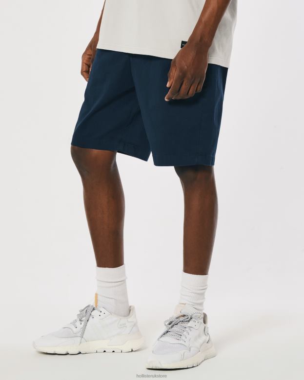 Bottoms Hollister Men Flat-Front Twill Shorts 9\\ 488201141 Navy